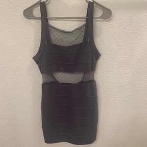 Grey Sheer Midriff Dress